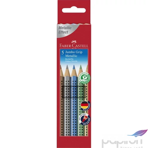 Faber-Castell színes ceruza 5db készlet Grip Jumbo metál színek (bronz,arany,ezüst,kék,zöld) 1109