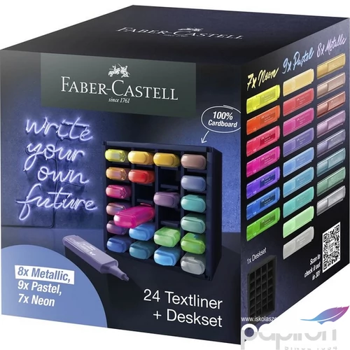 Faber-Castell szövegkiemelő 24db-os 1546 Neon-, Pasztell Metál 2024