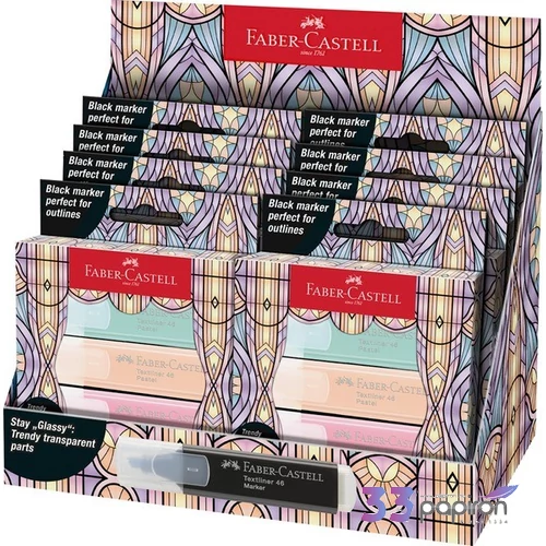 Faber-Castell Szövegkiemelő 4db-os 46 GLASSY pasztellszínek púder szín, pirosító,trópusi,fekete