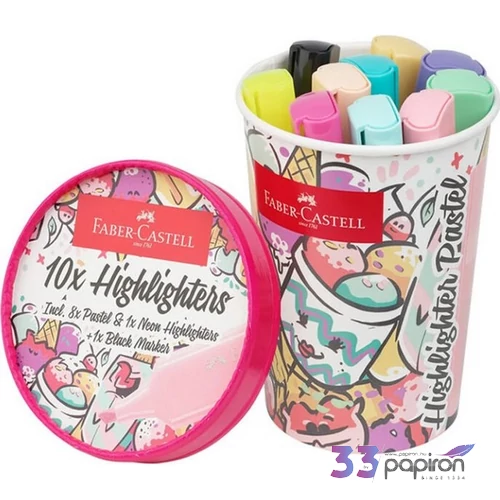 Faber-Castell Szövegkiemelő készlet 10db-os 46 pasztell jégkrémes papír pohárban (vanília, púder, 254696