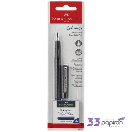Faber-Castell Töltőtoll szett iskolai fekete test szín + 6db királykék tintapatron bliszterben 149809