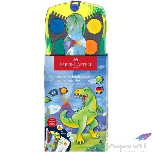 Faber-Castell Vízfesték szett 12db-os DINOSZAURUSZ  fehér tempera + matrica