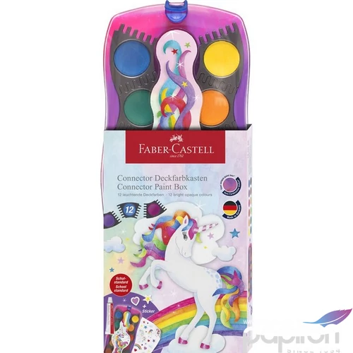 Faber-Castell Vízfesték szett 12db-os UNIKORNIS fehér tempera + matric + matrica