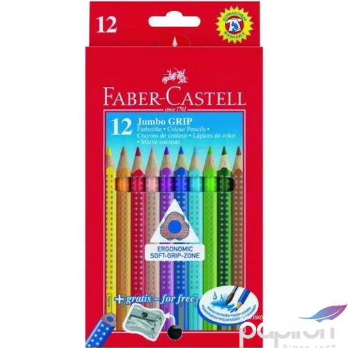 Faber-Castell színes ceruza 12db Grip Jumbo Akvarell Háromszög alakú 110912