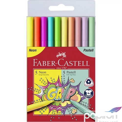 Faber-Castell filctoll készlet készlet 10db Grip neon/pasztell (5-5db) 155312