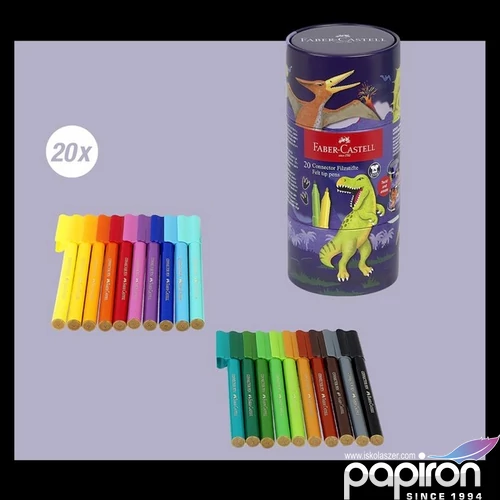 Faber Castell filctoll készlet 20db-os CONNECTOR + kiegészítők DINOSZAURUSZ 2024