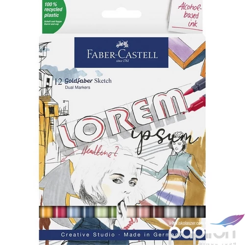 Faber Castell filctoll készlet Art and Graphic kétvégű alkoholos 12db-os GOLDFABER SKETCH MARKER