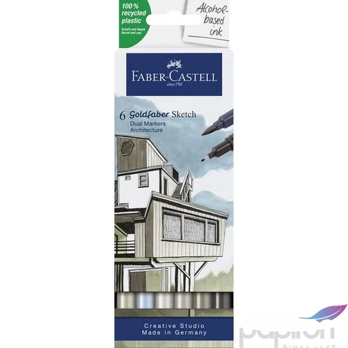 Faber Castell filctoll készlet Art and Graphic kétvégű alkoholos 6db-os GOLDFABER SKETCH "ÉPÍTÉSZET