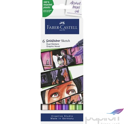 Faber Castell filctoll készlet Art and Graphic kétvégű alkoholos 6db-os GOLDFABER SKETCH "KÉPREGÉNY
