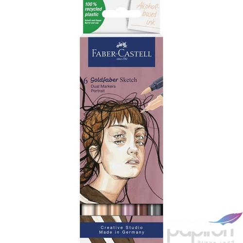 Faber Castell filctoll készlet Art and Graphic kétvégű alkoholos 6db-os GOLDFABER SKETCH "PORTRÉ