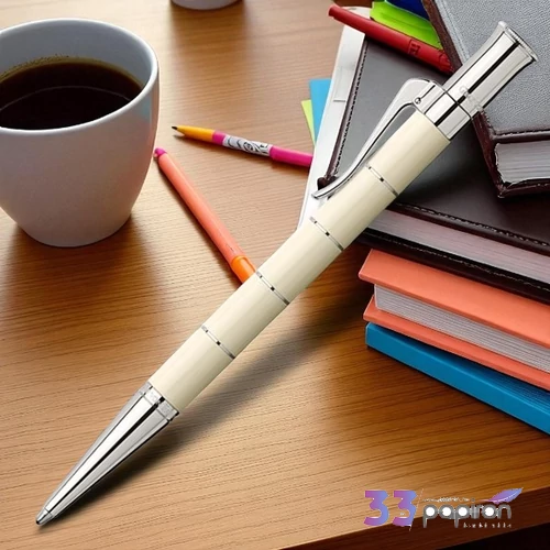 Faber Castell golyóstoll KÉK T GVFC Classic Anello platina bevonatú elefántcsont csavar mechanikával 145690