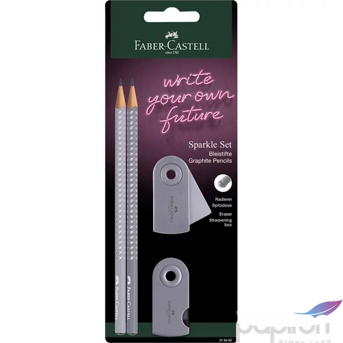 Faber Castell grafitceruza 2db-os SPARKLE + Sleeve hegyező Sleeve radír kókusztej/almásszürke BL 21
