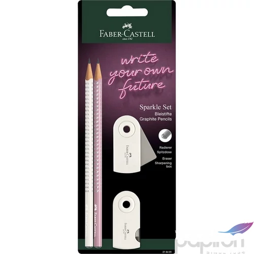 Faber Castell grafitceruza 2db-os SPARKLE + Sleeve hegyező Sleeve radír rózsa árnyékok/kókusztej 21