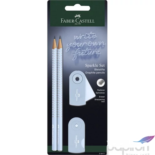 Faber Castell grafitceruza 2db-os SPARKLE + Sleeve minihegyező Sleeve mini radír égkék BL. 2024