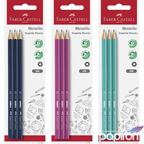 Faber Castell grafitceruza 3db-os 1111 HB színes testű BL.