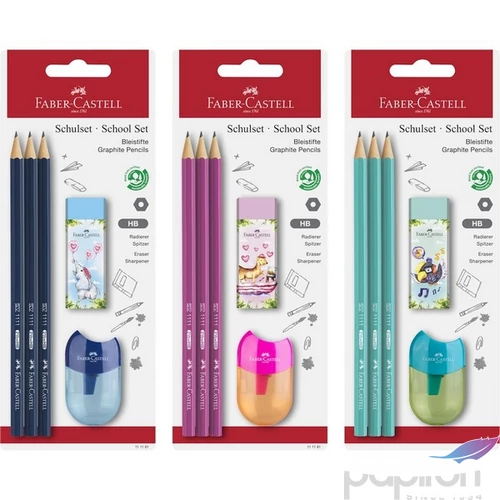 Faber Castell grafitceruza 3db-os 1111 HB színes testű radír +hegyező BL.