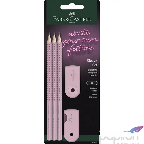 Faber Castell grafitceruza 3db-osGRIP 2001 (B) + Sleeve minihegyező Sleeve mini radír rózsa árnyékok BL.2024