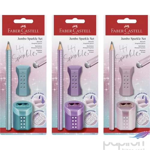 Faber Castell grafitceruza szett, 1db-os Sparkle Jumbo grafitceruza hegyezővel+radírral vegyes színekben