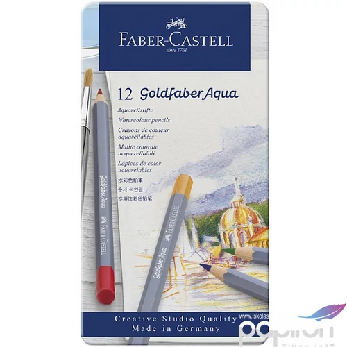Faber-Castell művészceruza 12db AG-ceruza Goldfaber aquarell fém dobozban 114612