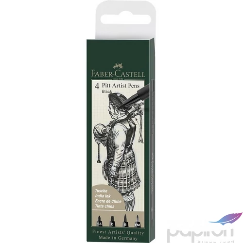 Faber Castell művész filctoll 4db-os PITT 199 fekete (1,5mm;C;B;FM)