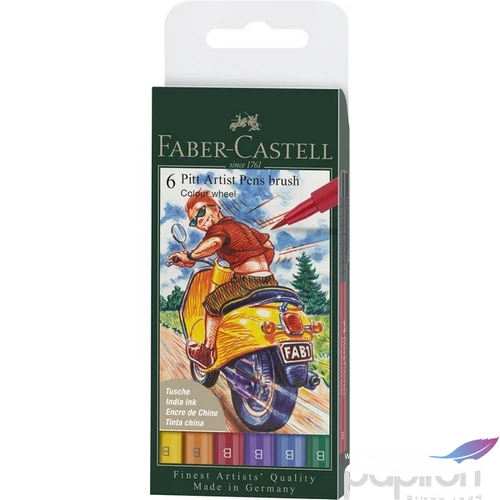 Faber Castell művész filctoll 6db-os PITT Brush "SZÍNKÖR B-s hegyvastagság