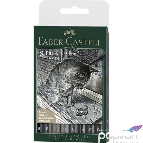 Faber Castell művész filctoll 8db-os PITT Brush "FEKETE ÉS SZÜRKE "(5xB-s;F;FM;1,5mm hegyvastagság)"