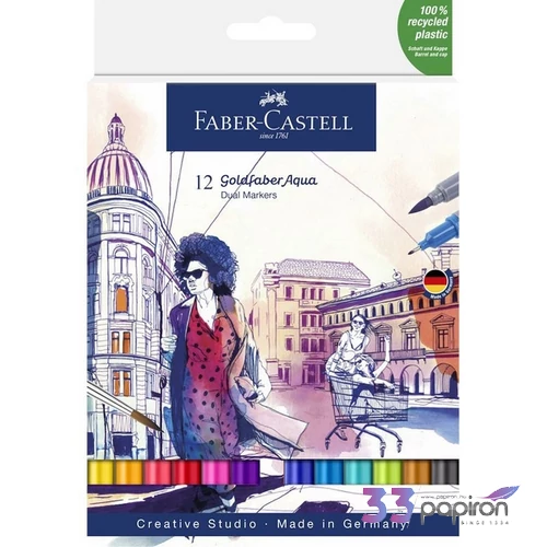 Faber Castell művész filctoll AG-Kétvégű aquarell filctoll 12db-os Goldfaber Aqua 164612