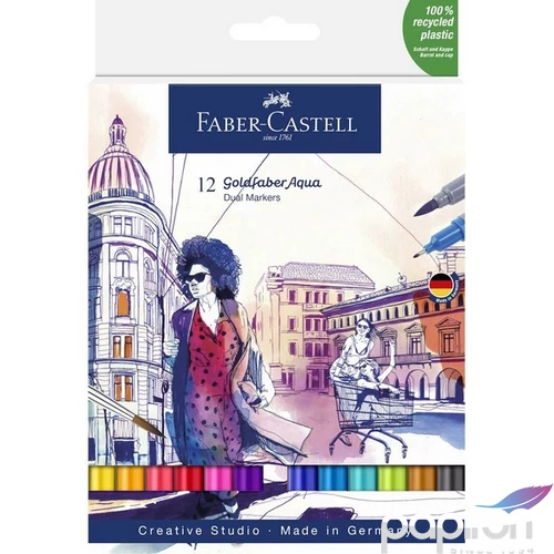 Faber Castell művész filctoll AG-Kétvégű aquarell filctoll 12db-os Goldfaber Aqua