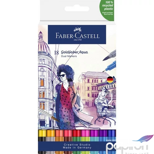 Faber Castell művész filctoll AG-Kétvégű aquarell filctoll 18db-os Goldfaber Aqua