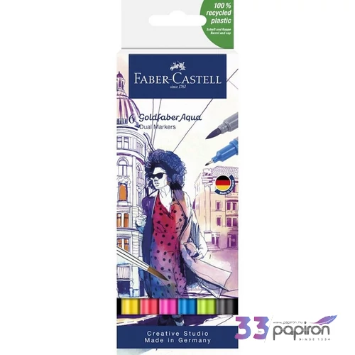 Faber Castell művész filctoll AG-Kétvégű aquarell filctoll 6db-os Goldfaber Aqua 164606