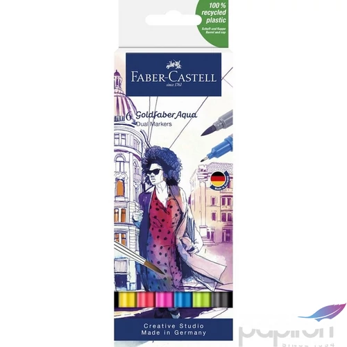 Faber Castell művész filctoll AG-Kétvégű aquarell filctoll 6db-os Goldfaber Aqua