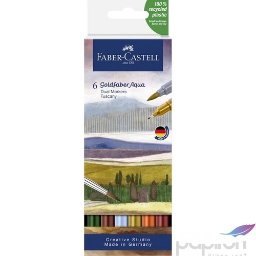 Faber Castell művész filctoll AG-Kétvégű aquarell filctoll TOSZKÁNA (B/0,4mm-es hegyvastagság) Gold