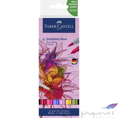 Faber Castell művész filctoll AG-Kétvégű aquarell filctoll 6db-os VIRÁGOK Goldfaber Aqua