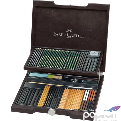 Faber-Castell művész szett AG-művészkréta fa kazettában ceruza, AG-Pitt monochrome 112971