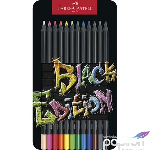 Faber Castell színes ceruza 12db-os Black Edition fekete test fém dobozban