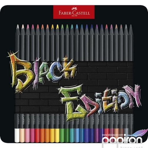 Faber Castell színes ceruza 24db-os Black Edition fekete test fém dobozban