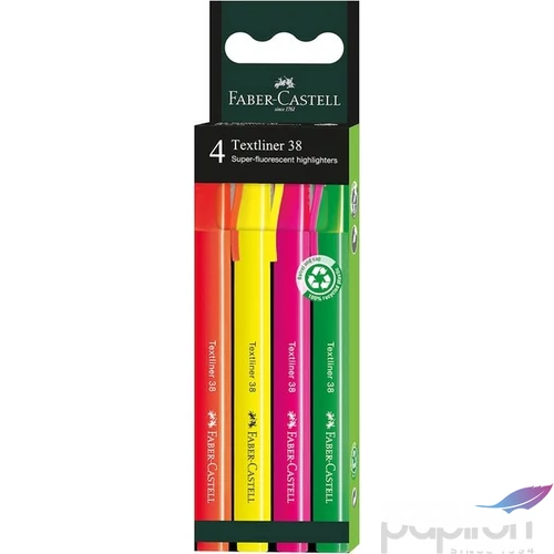 Faber Castell szövegkiemelő készlet 4db-os 38 Fluo 2024 rózsaszín,sárga,narancs,zöld