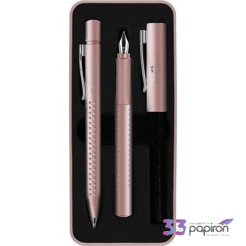 Faber Castell töltőtoll Golyóstollal GRIP 2011 2db-os halványrózsaszín fém díszdobozban