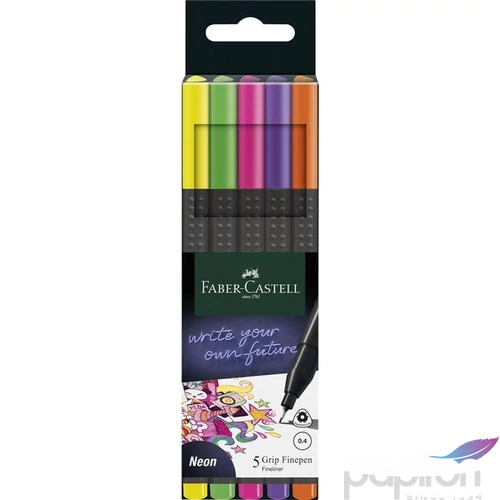 Faber Castell tűfilc készlet 5db-os 0,4mm GRIP neon