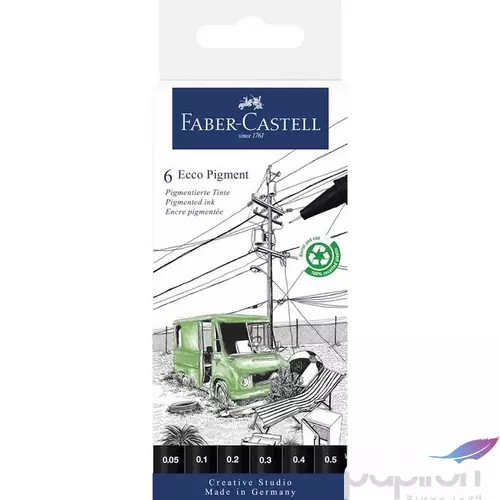 Faber Castell tűfilc készlet AG 6 db-os ECCO PIGMENT Black Edition "0,05;0,1;0,2;0,3;0,4;0,5mm"