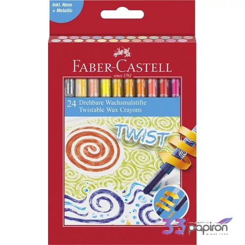 Faber-Castell zsírkréta 24db csavarható mechanikával (5neon szín+aran prémium minőségű termék 120004