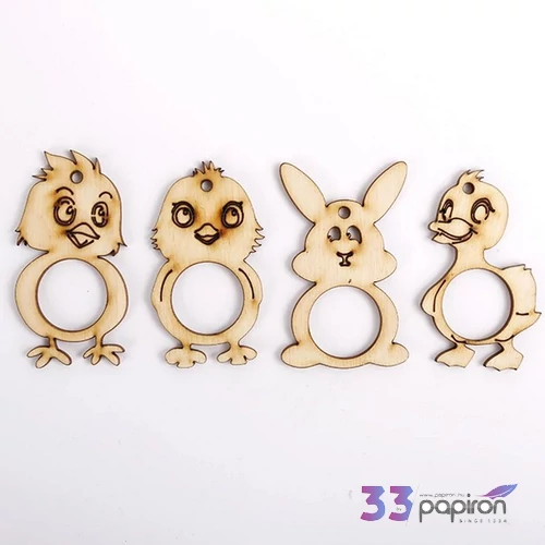 Fa figura vegyes húsvéti minta 4,5 x 8 cm 4 db/csomag