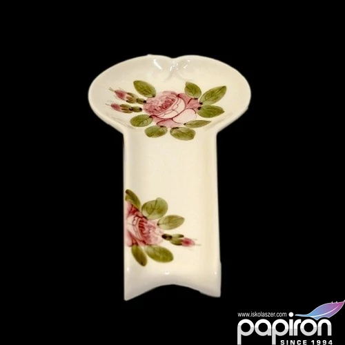 Fakanáltartó Porcelán 12,5x25x3cm Rózsás romantikus kézzel festett