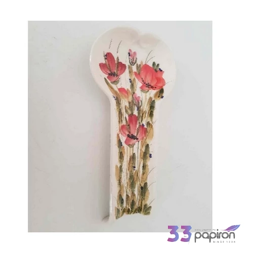 Fakanáltartó kerámia virágos fekvő,pipacs,kézzel festett 12,5x25x3cm