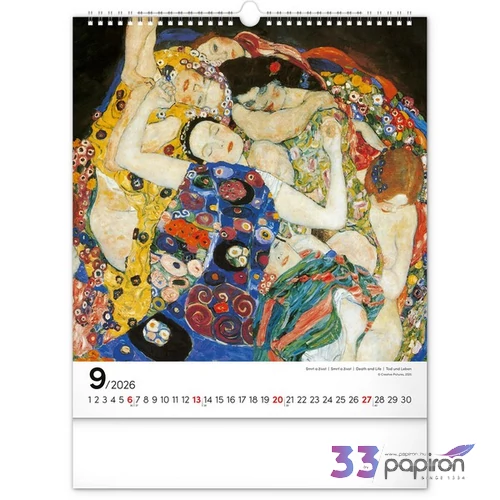 Falinaptár 2026 Gustav Klimt 6087-GK spirálos 30x34cm Realsystem 2026 kollekció!