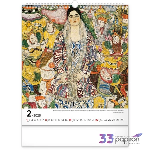 Falinaptár 2026 Gustav Klimt 6087-GK spirálos 30x34cm Realsystem 2026 kollekció!