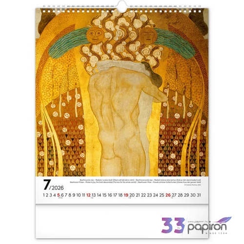 Falinaptár 2026 Gustav Klimt 6087-GK spirálos 30x34cm Realsystem 2026 kollekció!