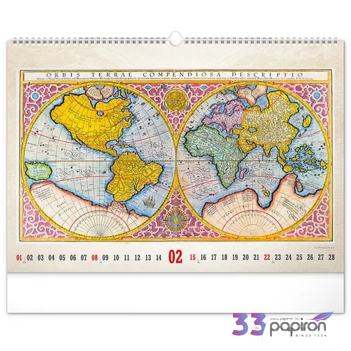 Falinaptár 2026 Antique Maps, 48×33 cm Realsystem 2026 kollekció!