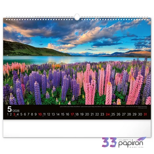 Falinaptár 2026 Landscapes spirálos 48×33cm Realsystem 2026 kollekció!