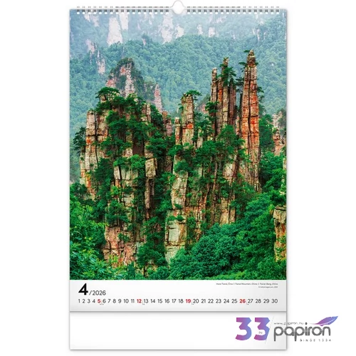 Falinaptár 2026 Mountains spirálos 33×46cm Realsystem 2026 kollekció!